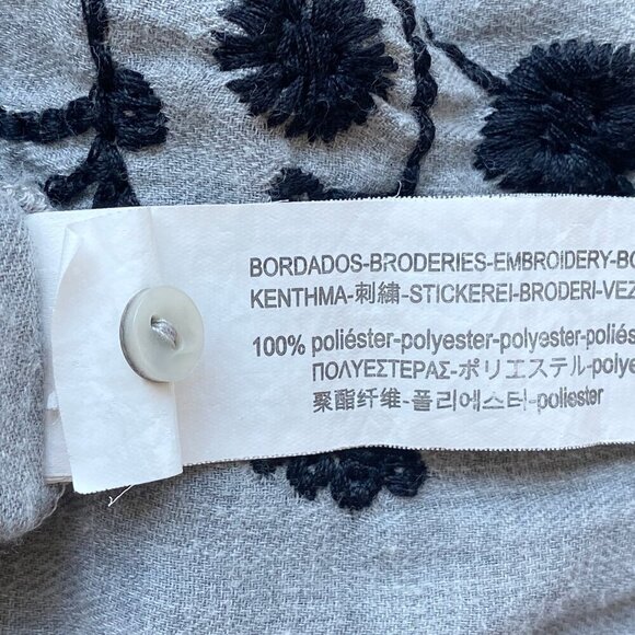 Zara Trafaluc Collection Womens Long Sleeve Button Shirt XS Gray Embroidered - Picture 10 of 13